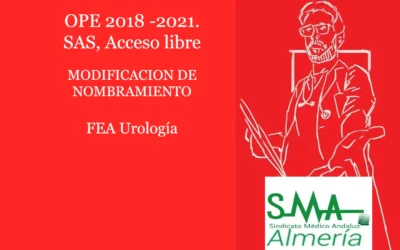 OPE 2018 -2021. MODIFICACION DE NOMBRAMIENTO, decaídas en su derecho a obtener la condición de personal estatutario fijo. FEA Urología.