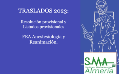 TRASLADOS 2023: Resolución Provisional y Listado provisional. FEA Anestesiología y Reanimación.