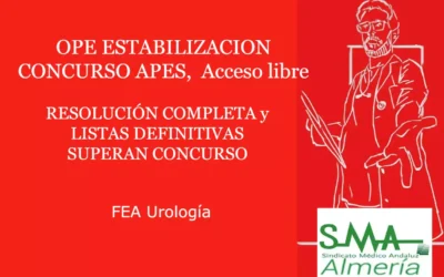 OPE ESTABILIZACION CONCURSO APES. RESOLUCIÓN COMPLETA y LISTAS DEFINITIVAS SUPERAN CONCURSO. FEA Urología acceso libre.