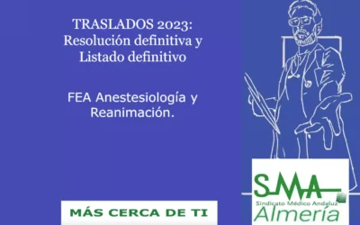 TRASLADOS 2023 RESOLUCIÓN DEFINITIVA Facultativo/a Especialista de Anestesiología y Reanimación.