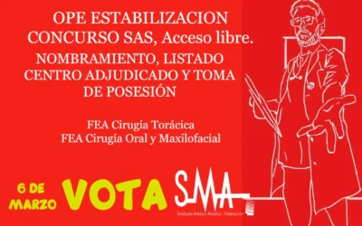 OPE ESTABILIZACION CONCURSO SAS. NOMBRAMIENTO, LISTADO CENTRO ADJUDICADO Y TOMA DE POSESIÓN. FEA Cirugía Torácica y Cirugía Oral y Maxilofacial, acceso libre