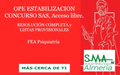 OPE ESTABILIZACION CONCURSO SAS: RESOLUCIÓN COMPLETA y LISTAS PROVISIONALES SUPERAN CONCURSO. FEA Psiquiatría, Acceso Libre.