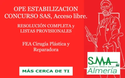 OPE ESTABILIZACION CONCURSO SAS: RESOLUCIÓN COMPLETA y LISTAS PROVISIONALES SUPERAN CONCURSO. FEA Cirugía Plástica y Reparadora, Acceso Libre.