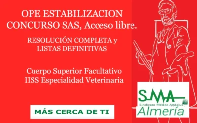 OPE ESTABILIZACION CONCURSO SAS. RESOLUCIÓN COMPLETA y LISTAS DEFINITIVAS SUPERAN CONCURSO. Cuerpo Superior Facultativo IISS Especialidad Veterinaria, acceso libre.