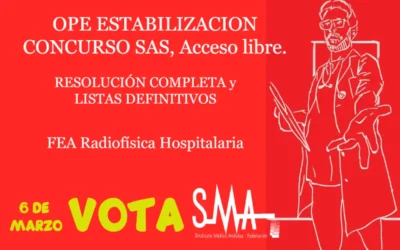 OPE ESTABILIZACION CONCURSO SAS. RESOLUCIÓN COMPLETA y LISTAS DEFINITIVAS SUPERAN CONCURSO. FEA Radiofísica Hospitalaria, acceso libre.