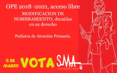 OPE 2018 -2021. MODIFICACION DE NOMBRAMIENTO, decaídas en su derecho a obtener la condición de personal estatutario fijo. Pediatra de Atención Primaria.