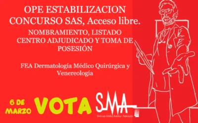 OPE ESTABILIZACION CONCURSO SAS. NOMBRAMIENTO, LISTADO CENTRO ADJUDICADO Y TOMA DE POSESIÓN. FEA Dermatología Médico Quirúrgica y Venereología, acceso libre