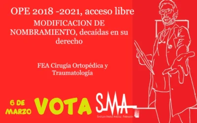 OPE 2018 -2021. MODIFICACION DE NOMBRAMIENTO, decaídas en su derecho a obtener la condición de personal estatutario fijo. FEA Cirugía Ortopédica y Traumatología.