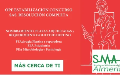 OPE ESTABILIZACION CONCURSOSAS. RESOLUCIÓN COMPLETA y LISTAS DEFINITIVAS SUPERAN LAS PRUEBAS SELECTIVAS DE CONCURSO. FEA Cirugía Plástica y reparadora, FEA Microbiología y Parasitología, FEA Psiquiatría, acceso libre.