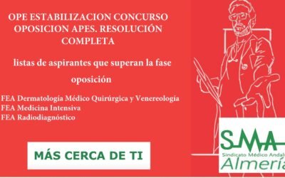 OPE ESTABILIZACION CONCURSO OPOSICIÓN APES. RESOLUCIÓN COMPLETA y LISTAS DEFINITIVAS SUPERAN FASE OPOSICIÓN. FEA Dermatología Médico Quirúrgica y Venereología, FEA Medicina Intensiva, FEA Radiodiagnóstico, Acceso libre