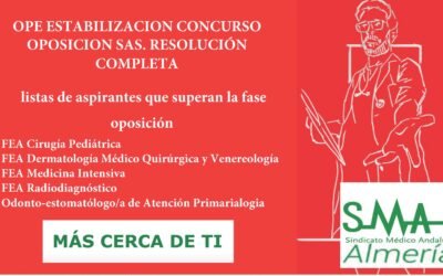 OPE ESTABILIZACION CONCURSO OPOSICIÓN SAS. RESOLUCIÓN COMPLETA y LISTAS DEFINITIVAS SUPERAN FASE OPOSICIÓN. FEA Cirugía Pediátrica, FEA Dermatología Médico Quirúrgica y Venereología, FEA Medicina Intensiva, FEA Radiodiagnóstico, Odonto-estomatólogo/a de Atención Primaria, Acceso libre
