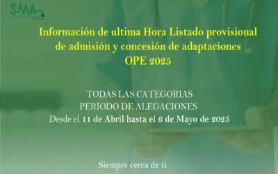OPE 2025: Listado provisional de admisión y concesión de adaptaciones