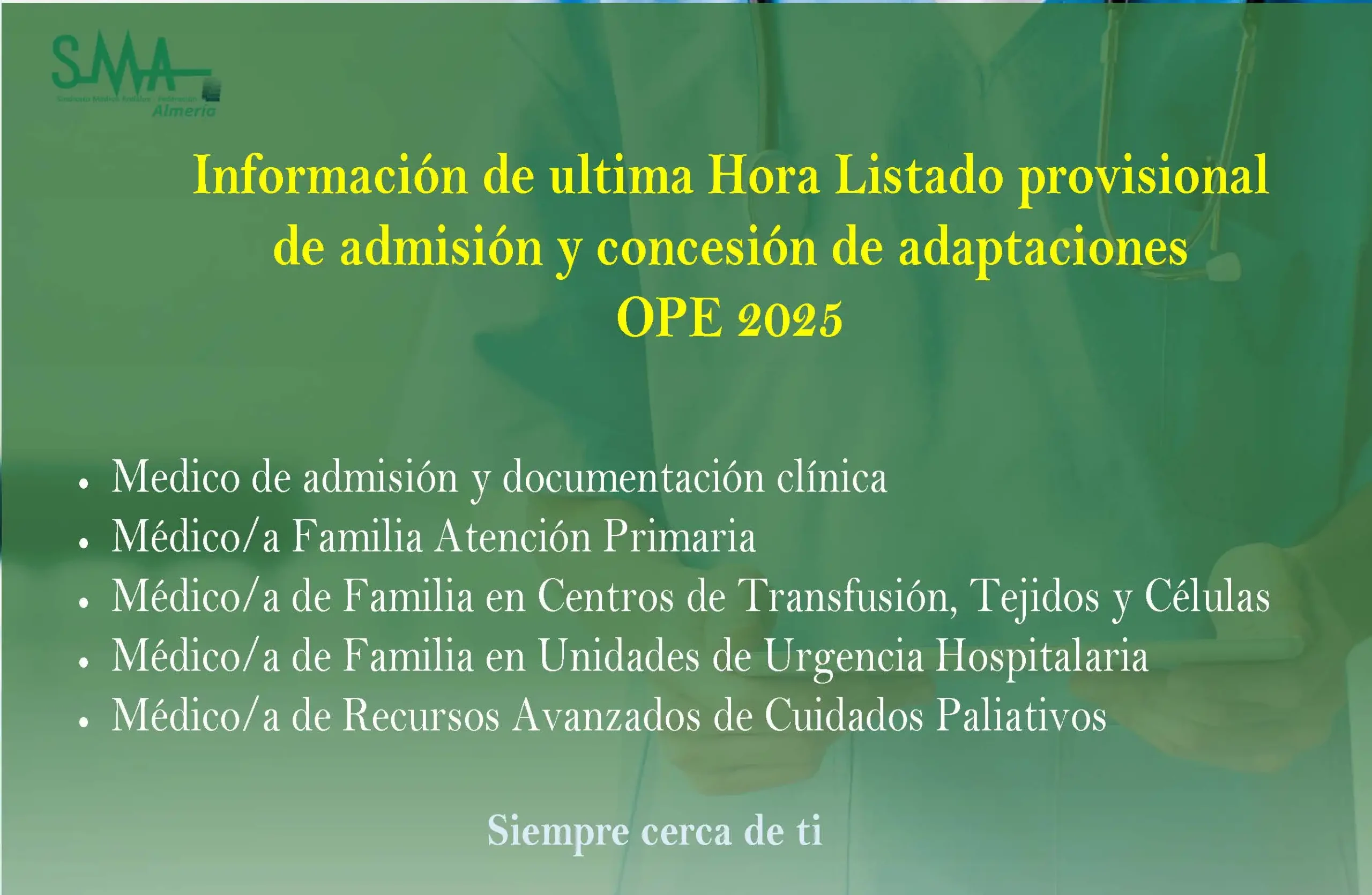 OPE 2025: Listado provisional de admisión y concesión de adaptaciones