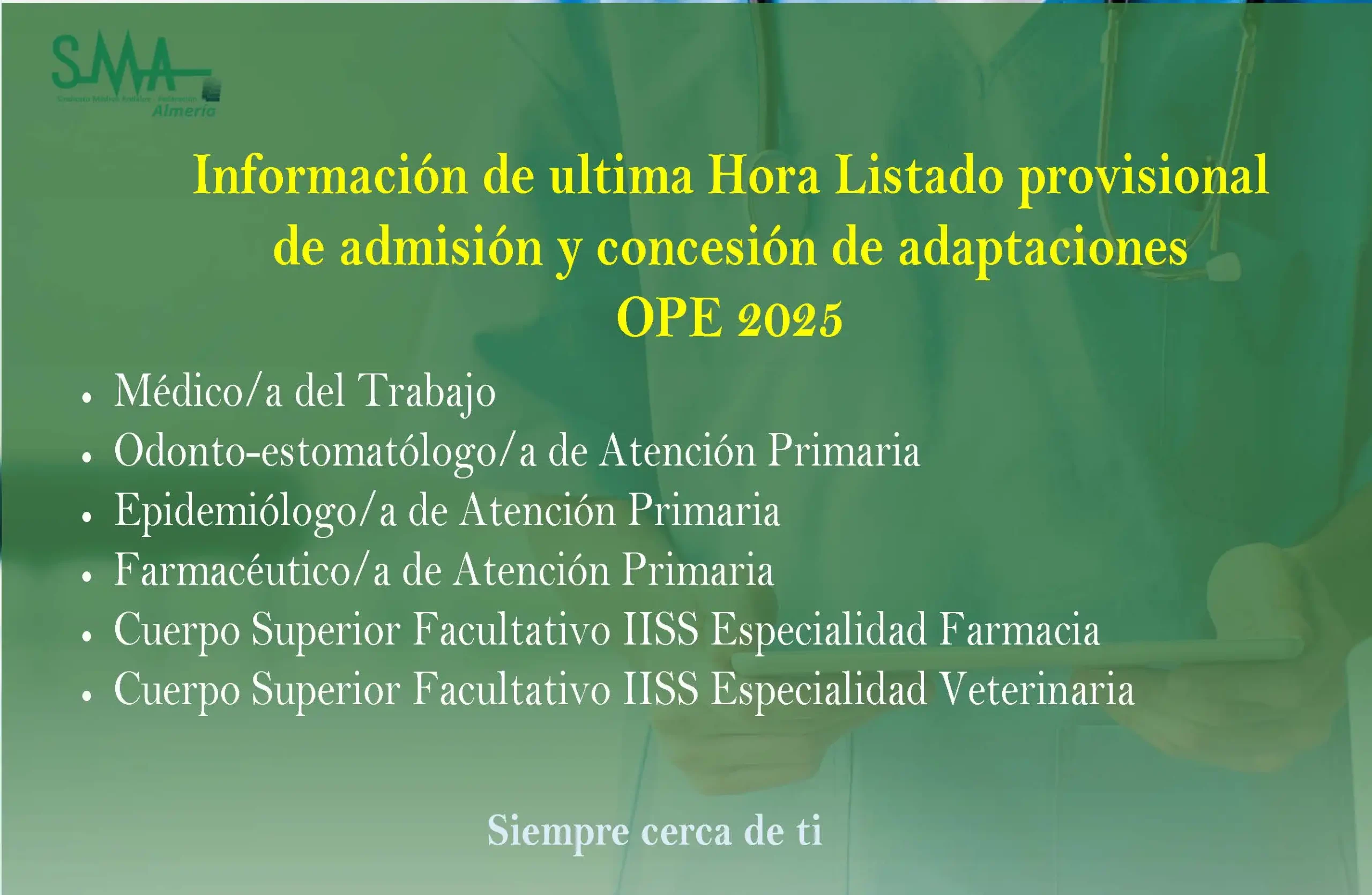 OPE 2025: Listado provisional de admisión y concesión de adaptaciones