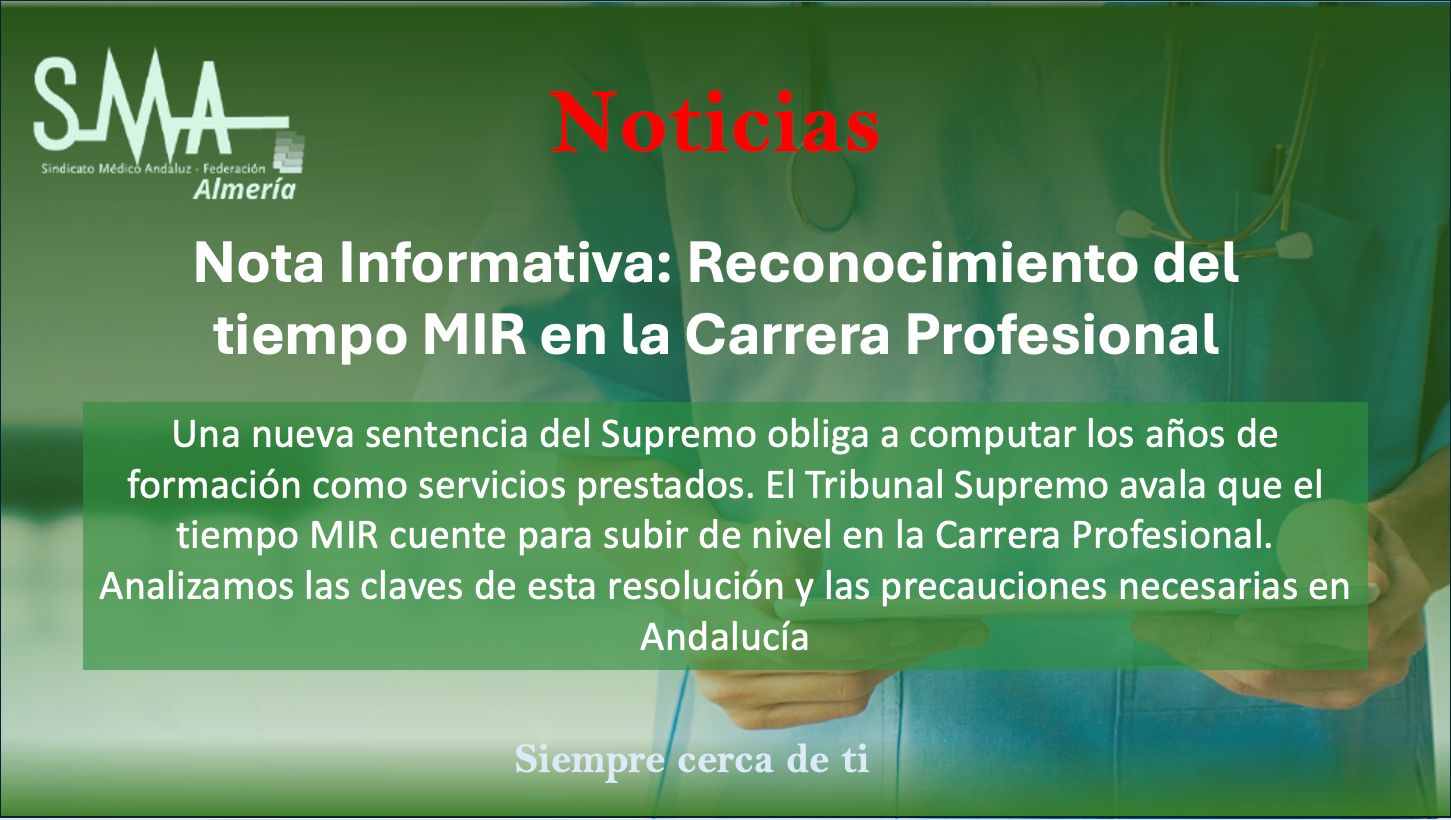 Noticias: Nota Informativa: Reconocimiento del tiempo MIR en la Carrera Profesional