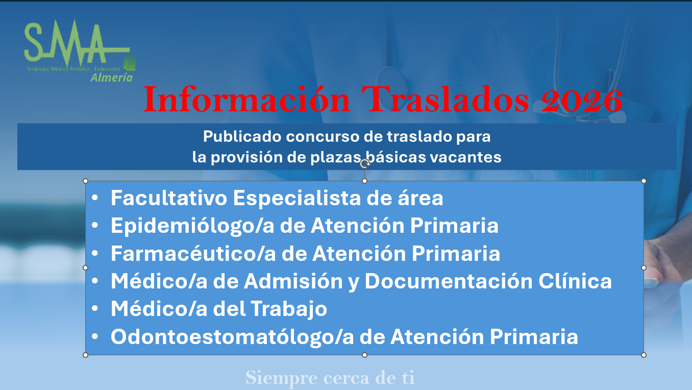 TRASLADOS 2026: Convocatoria de Concurso de Traslados – Servicio Andaluz de Salud (SAS) 2026. Varias categorías
