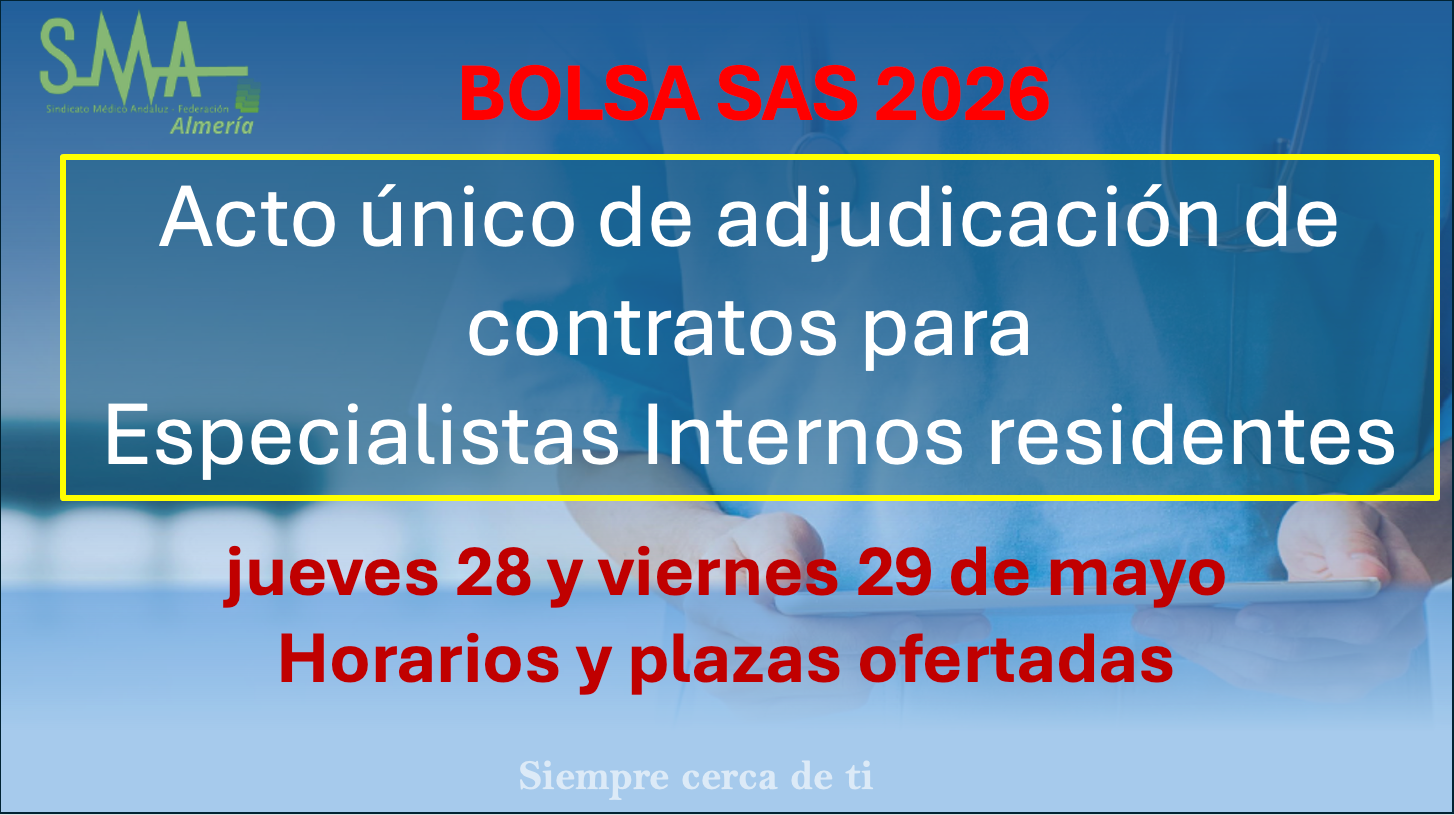 Acto unico de adjudicación Contratos para Especialistas Internos residentes
