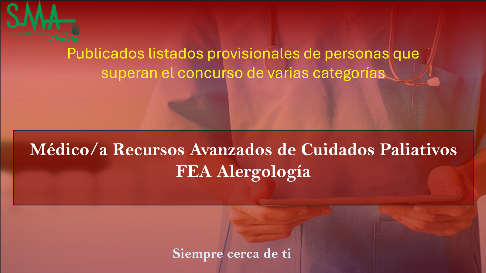OPE 2025: Publicados listados Provisionales De aspirantes que superan la fase de concurso-oposición para Médico/a Recursos Avanzados de Cuidados Paliativos Y FEA Alergología