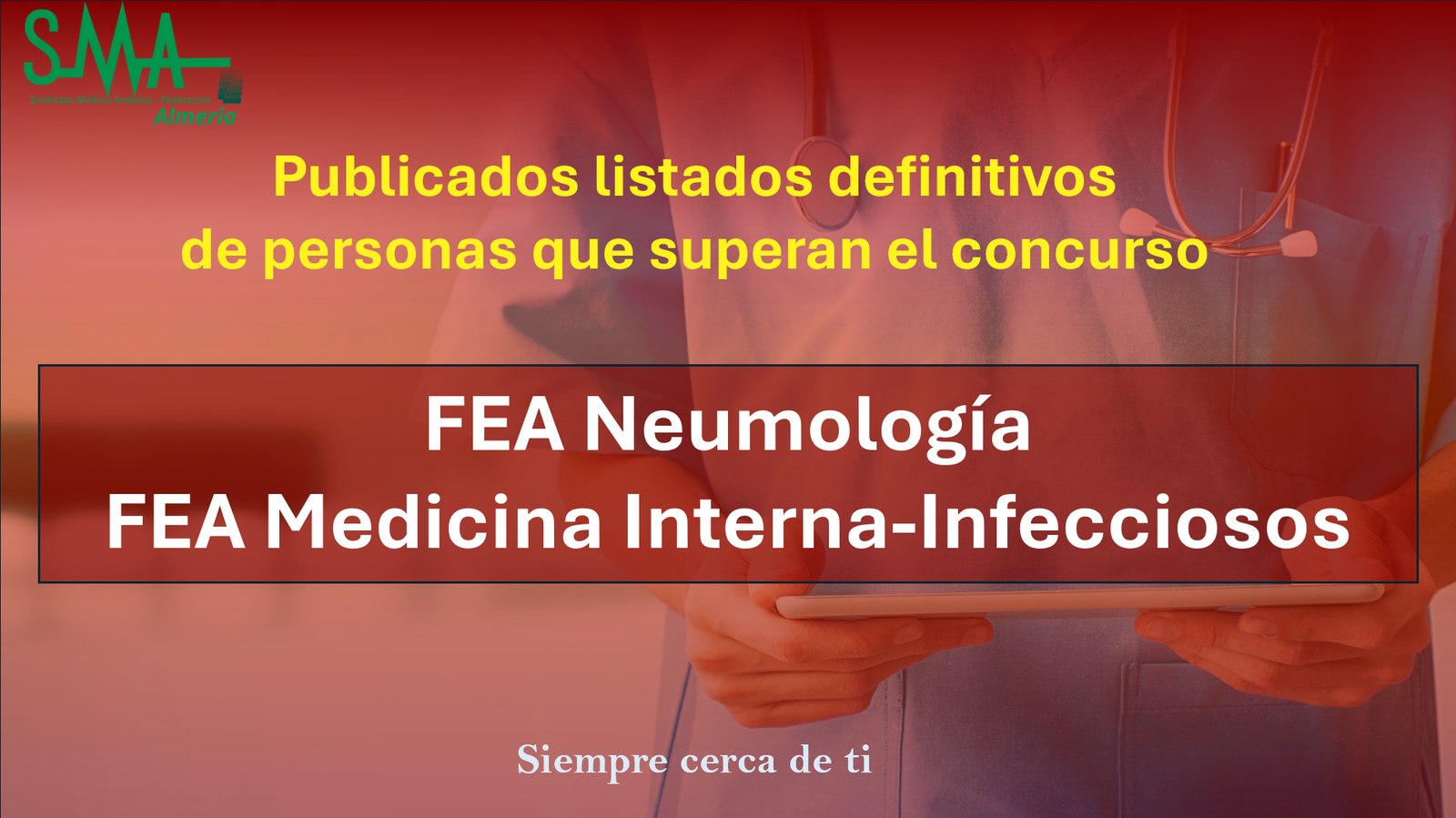 OPE 2025: Publicados listados Definitivas de aspirantes que superan la fase de concurso-oposición para FEA Neumología y FEA Medicina Interna-Infecciosos.
