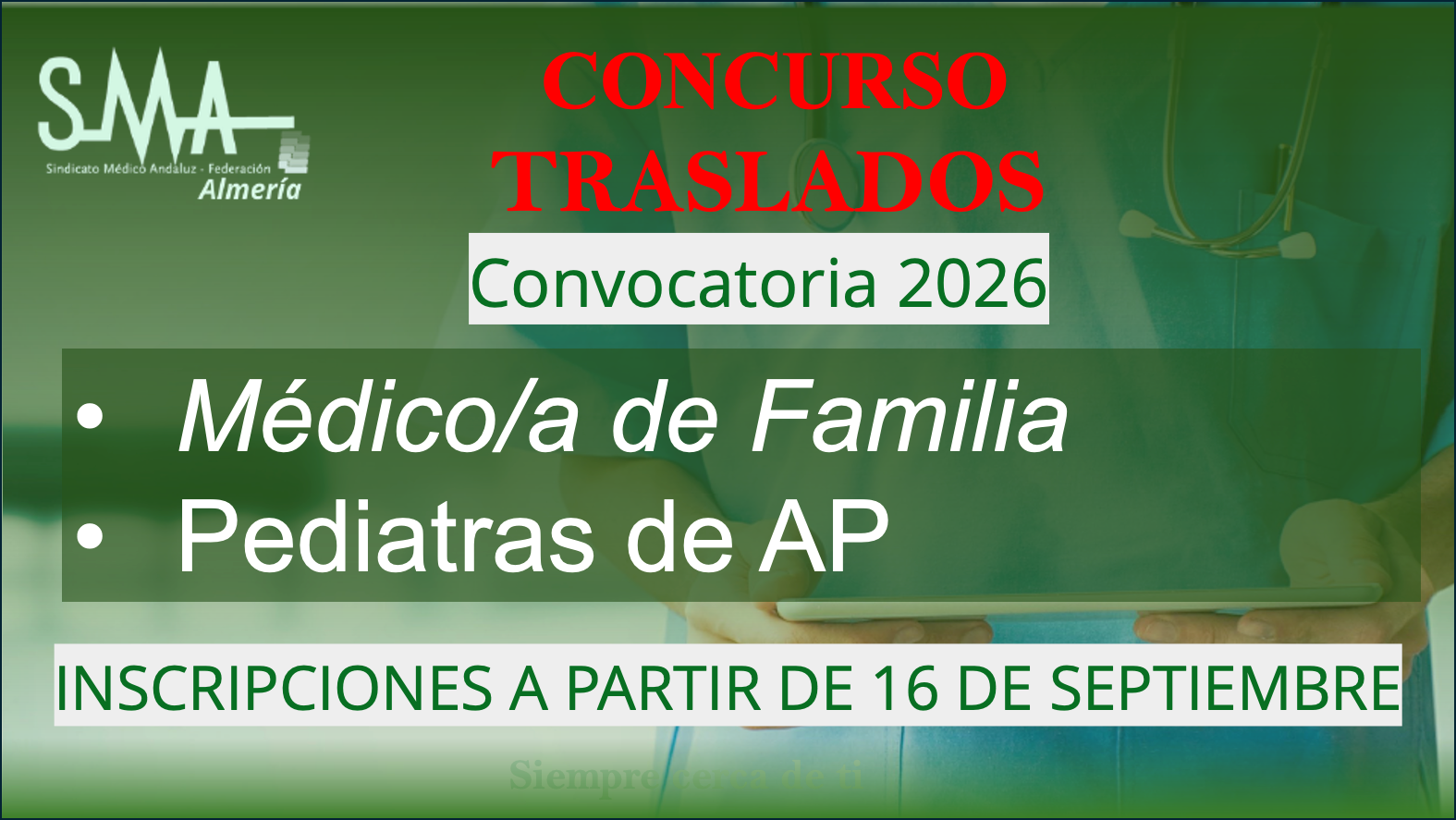 TRASLADOS 2026: Convocatoria y Baremo del Concurso de Traslados 2026 (SAS): Médico/a de Familia y Pediatría de Atención Primaria
